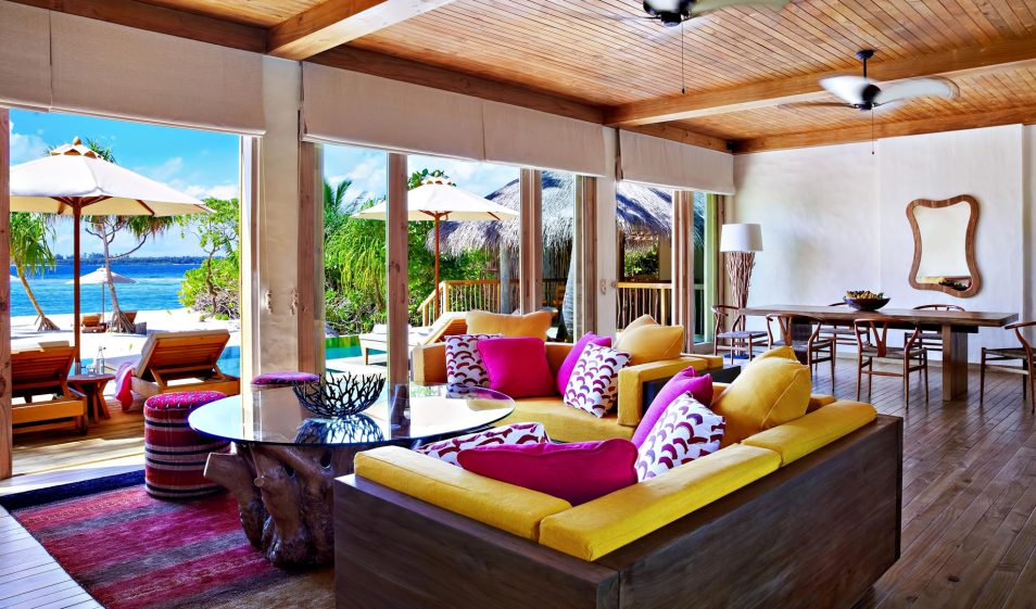 Six Senses Laamu Resort - Laamu Atoll, Maldives - Two Bedroom Ocean Beachfront Villa Livingroom