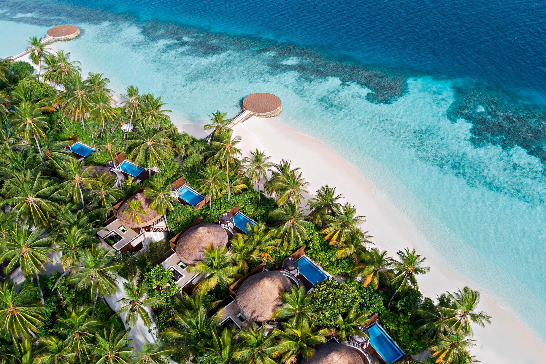 037 – W Maldives Resort – Fesdu Island, Maldives – Tropical Beach Oasis Aerial View