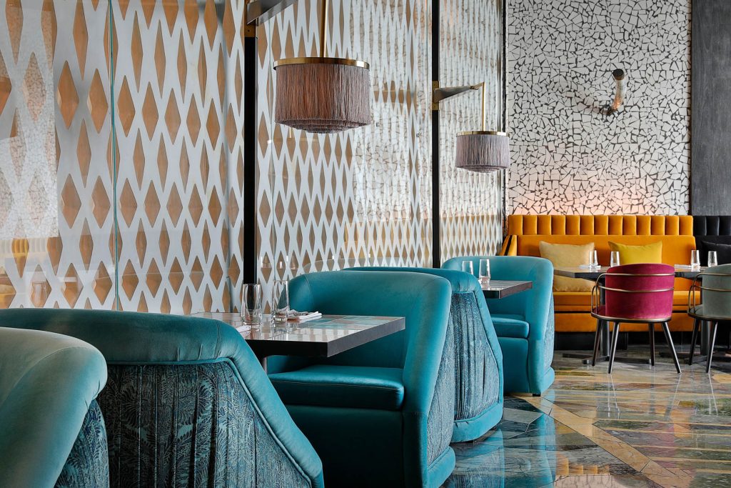 W Abu Dhabi Yas Island Hotel - Abu Dhabi, UAE - Garage Restaurant Seating
