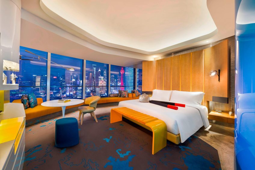 W Shanghai The Bund Hotel - Shanghai, China - Spectacular Guest Room Night View
