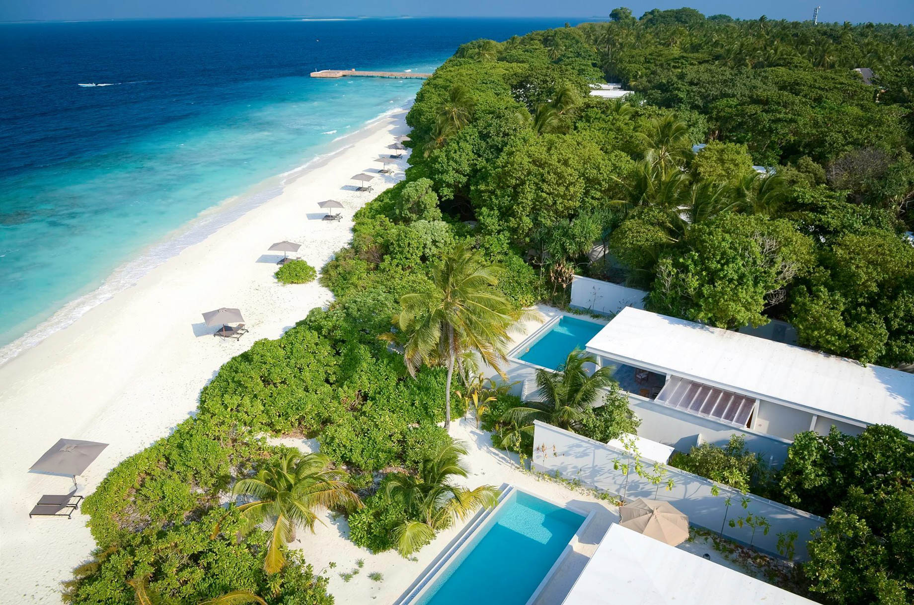 Amilla Fushi Resort and Residences – Baa Atoll, Maldives – Ocean Beachfront Houses Aerial