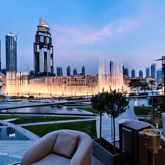Armani Hotel Dubai - Burj Khalifa, Dubai, UAE - Armani Hashi Terrace Dubai Fountain View