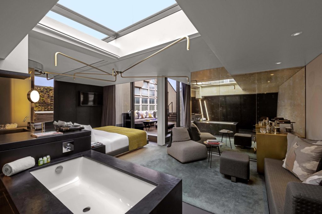 W Amsterdam Hotel - Amsterdam, Netherlands - Fantastic Bank One Bedroom Suite Living Room