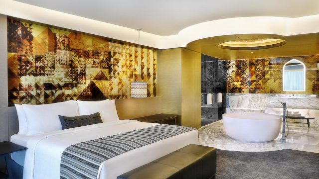 W Muscat Resort - Muscat, Oman - Marvelous Suite King Bedroom and Bathroom