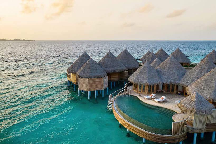 The Nautilus Maldives Resort - Thiladhoo Island, Maldives - Over Water Infinity Pool Aerial