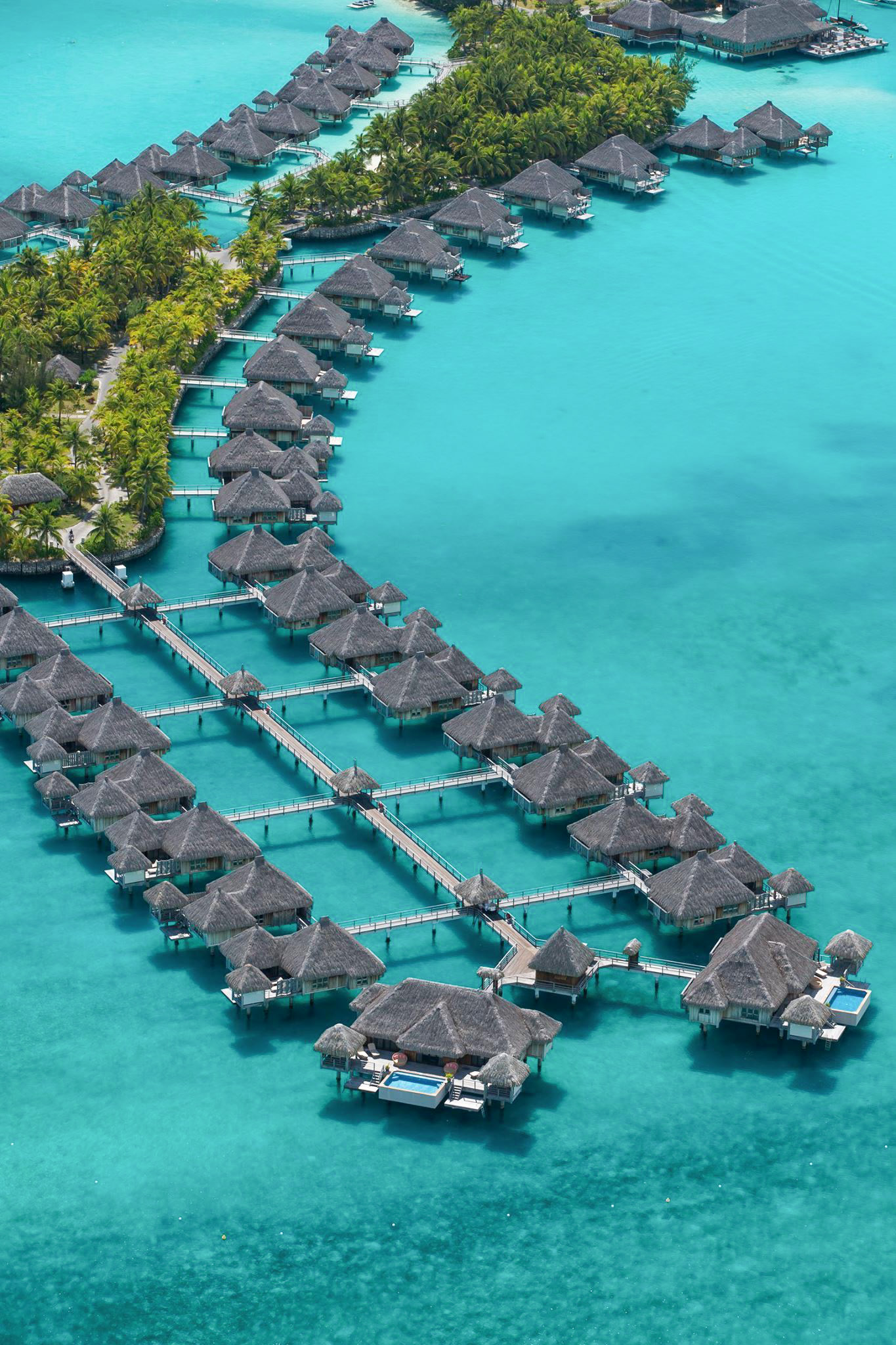 The St. Regis Bora Bora Resort – Bora Bora, French Polynesia – Resort Aerial View Villas