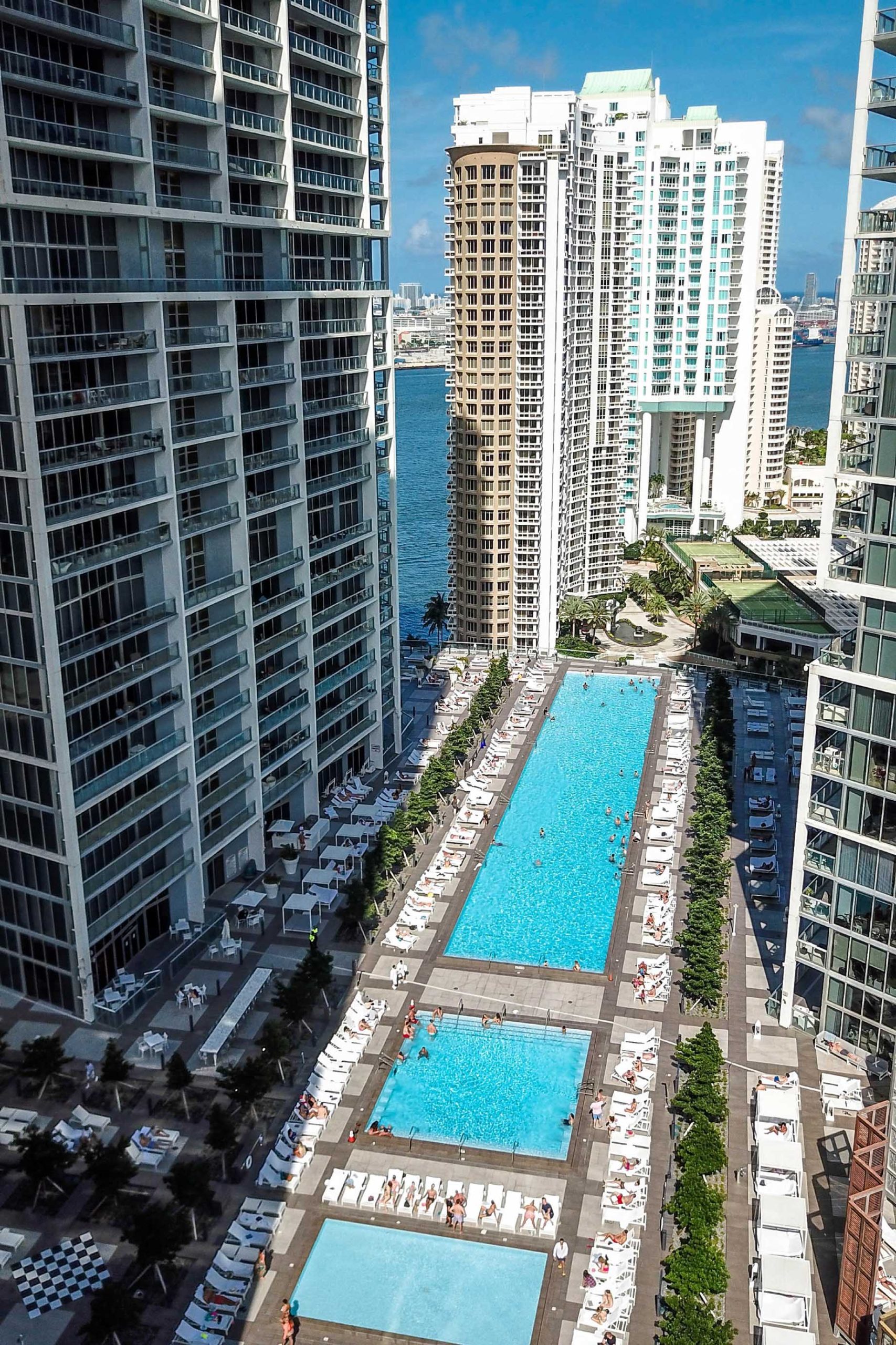 W Miami Hotel – Miami, FL, USA – WET Deck Pool Aerial