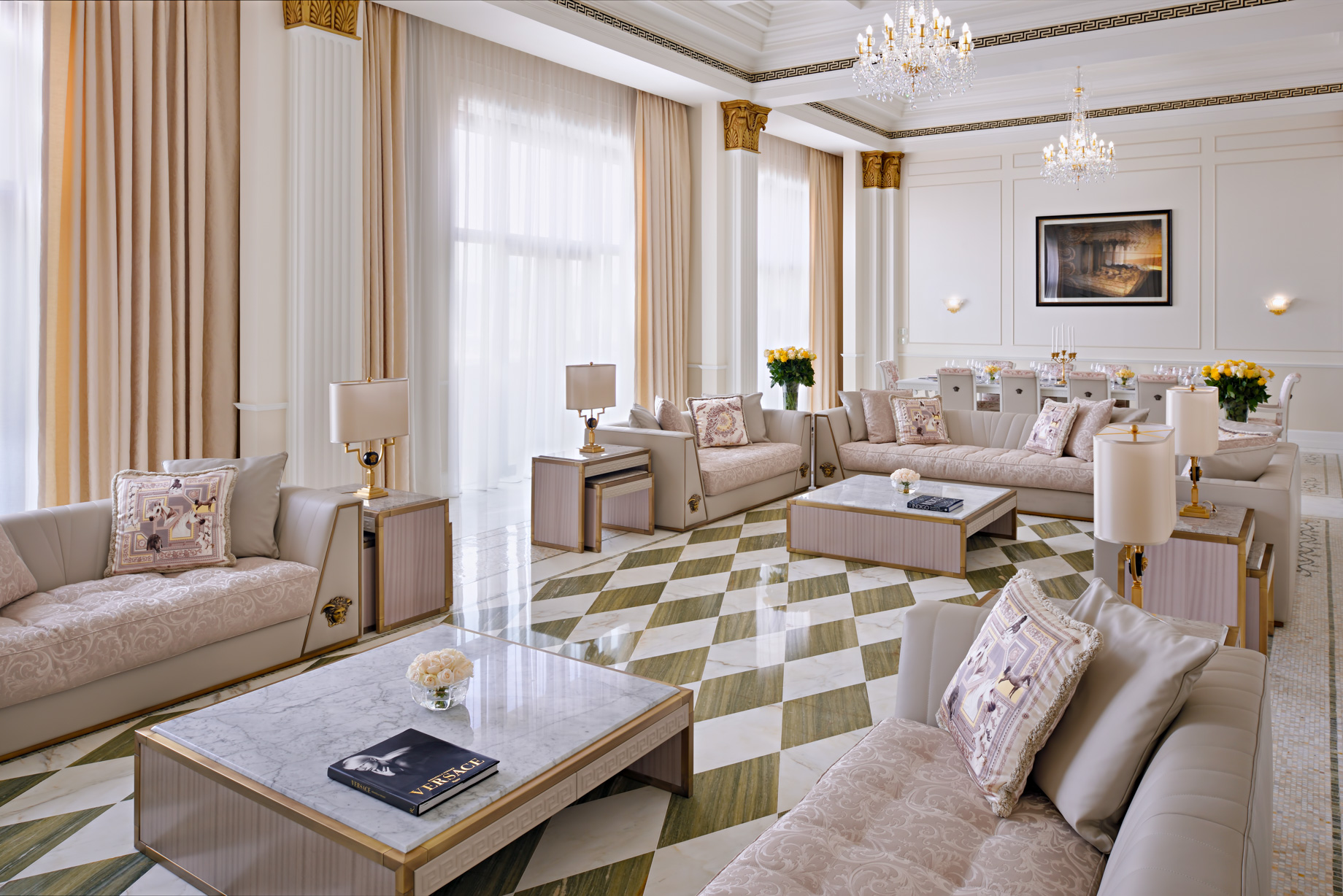 Palazzo Versace Dubai Hotel – Jaddaf Waterfront, Dubai, UAE – Modern Imperial Suite Living Area