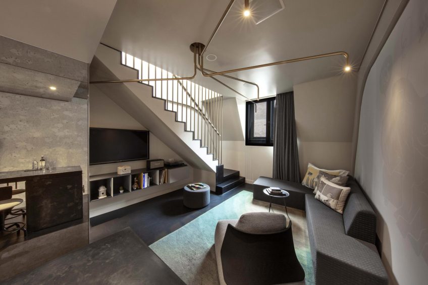 W Amsterdam Hotel - Amsterdam, Netherlands - Marvelous Bank One Bedroom Bi Level Loft Living Room