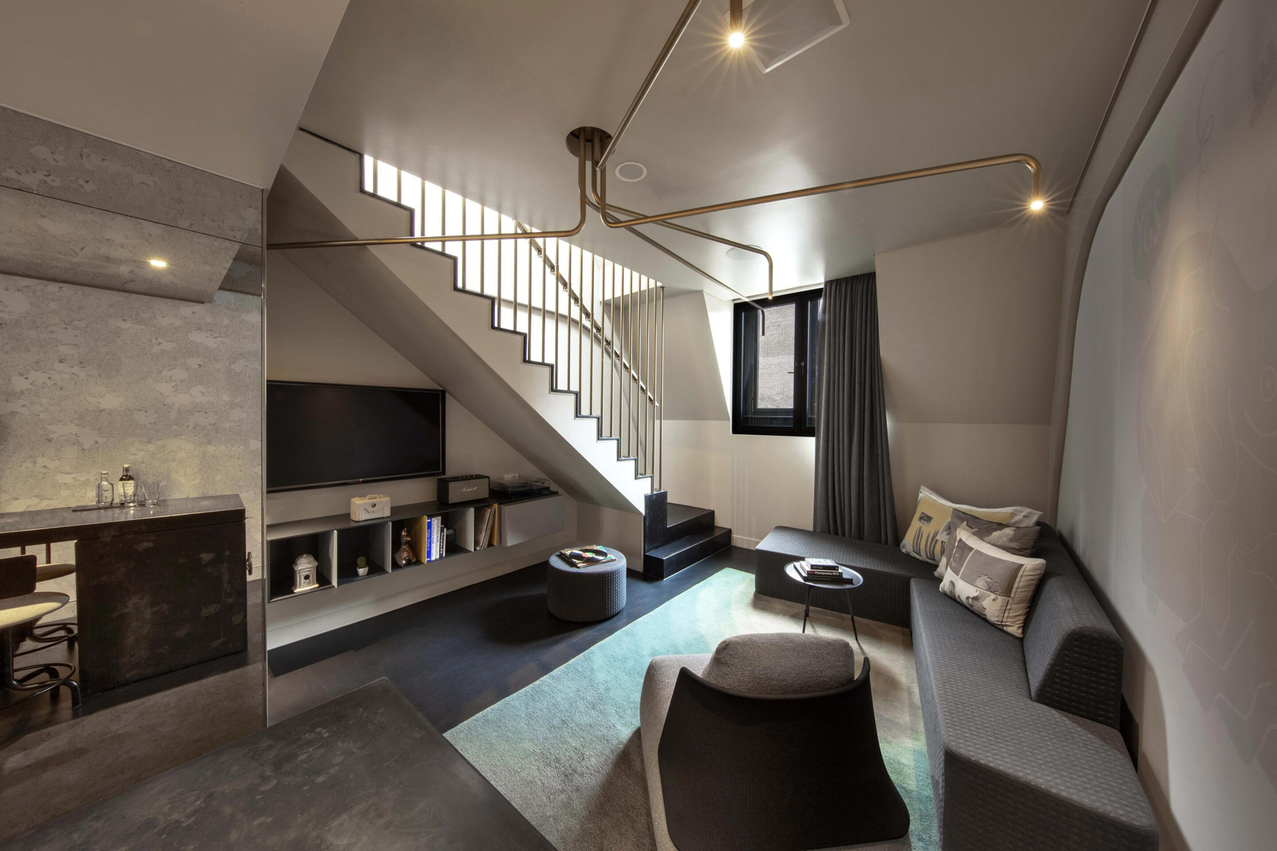W Amsterdam Hotel – Amsterdam, Netherlands – Marvelous Bank One Bedroom Bi Level Loft Living Room