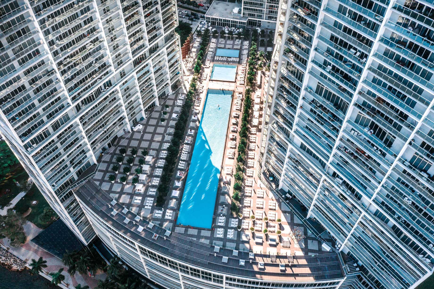 W Miami Hotel – Miami, FL, USA – WET Deck Hotel Pool Aerial
