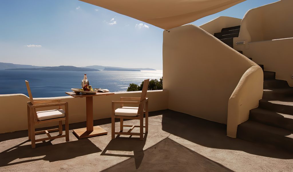 Mystique Hotel Santorini – Oia, Santorini Island, Greece - Clifftop Ocean View Covered Deck