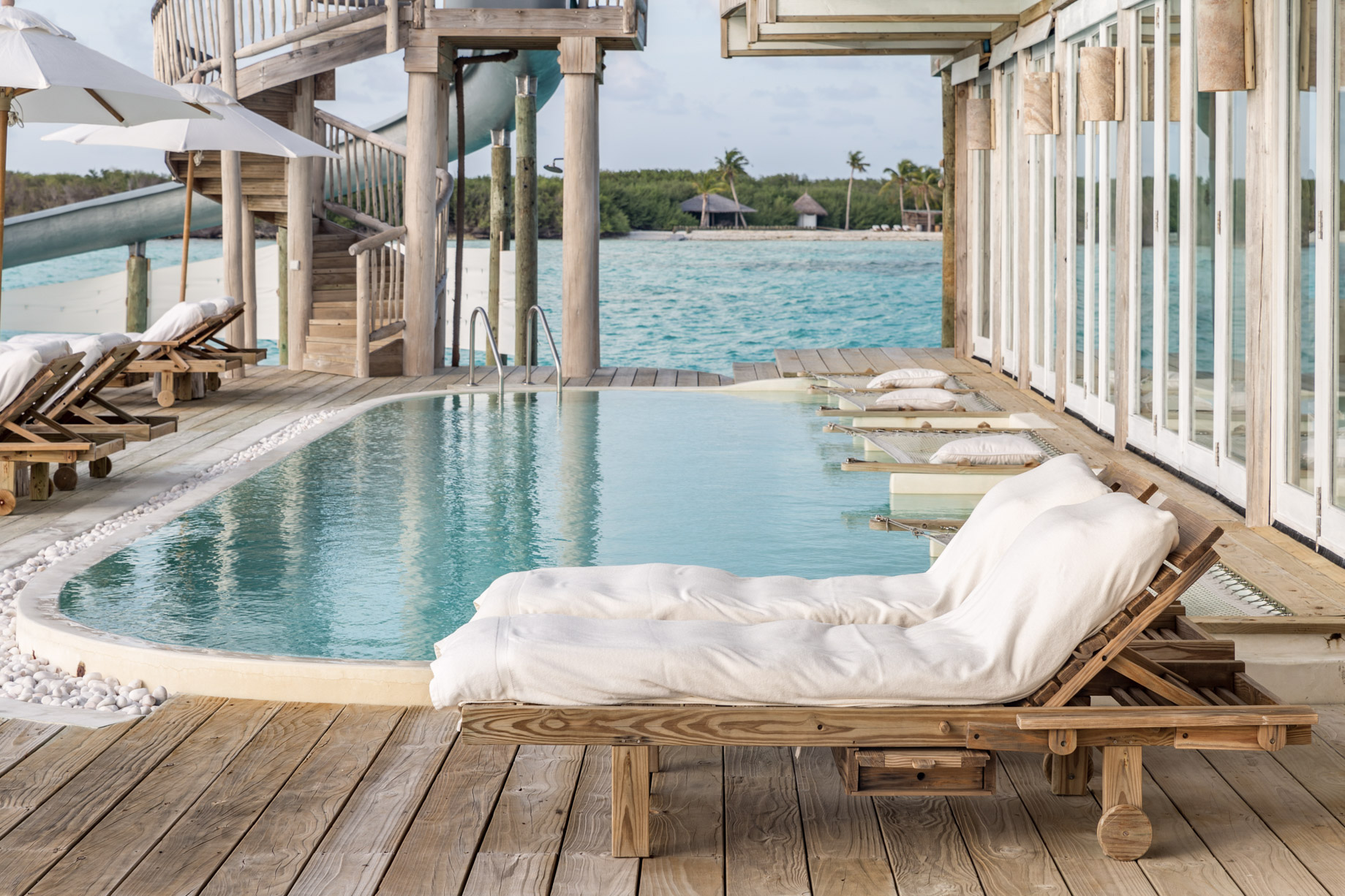 Soneva Jani Resort – Noonu Atoll, Medhufaru, Maldives – 3 Bedroom Water Reserve Villa with Slide Exterior Pool Deck