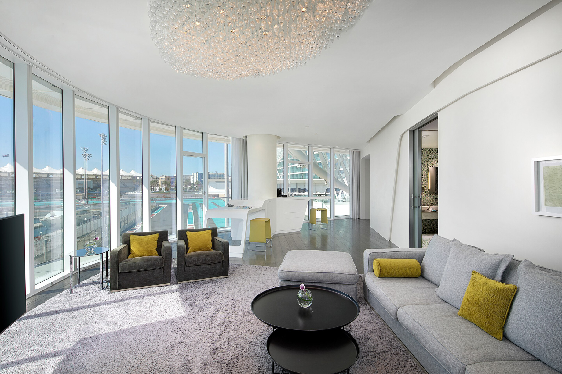 W Abu Dhabi Yas Island Hotel – Abu Dhabi, UAE – WOW Suite Living Room