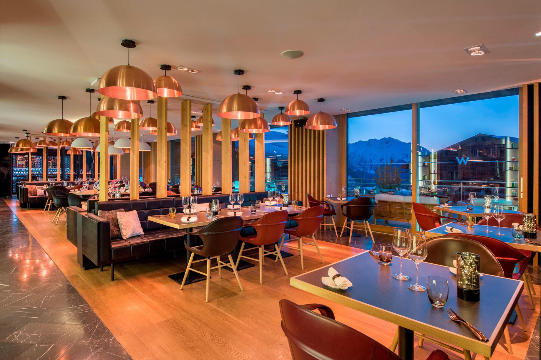 W Verbier Hotel – Verbier, Switzerland – W Kitchen Twilight