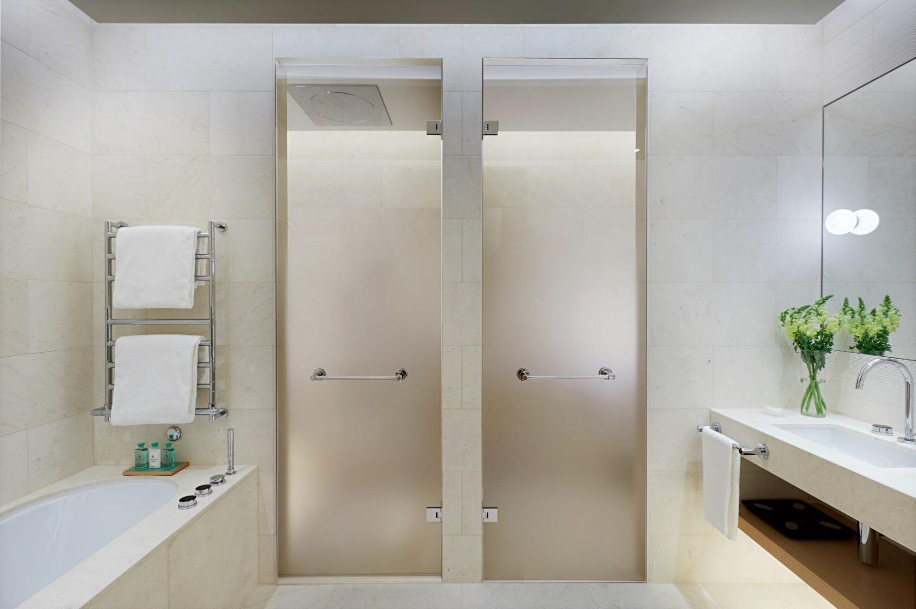 Waldhotel – Burgenstock Hotels & Resort – Obburgen, Switzerland – Alpine Suite Bathroom Showers