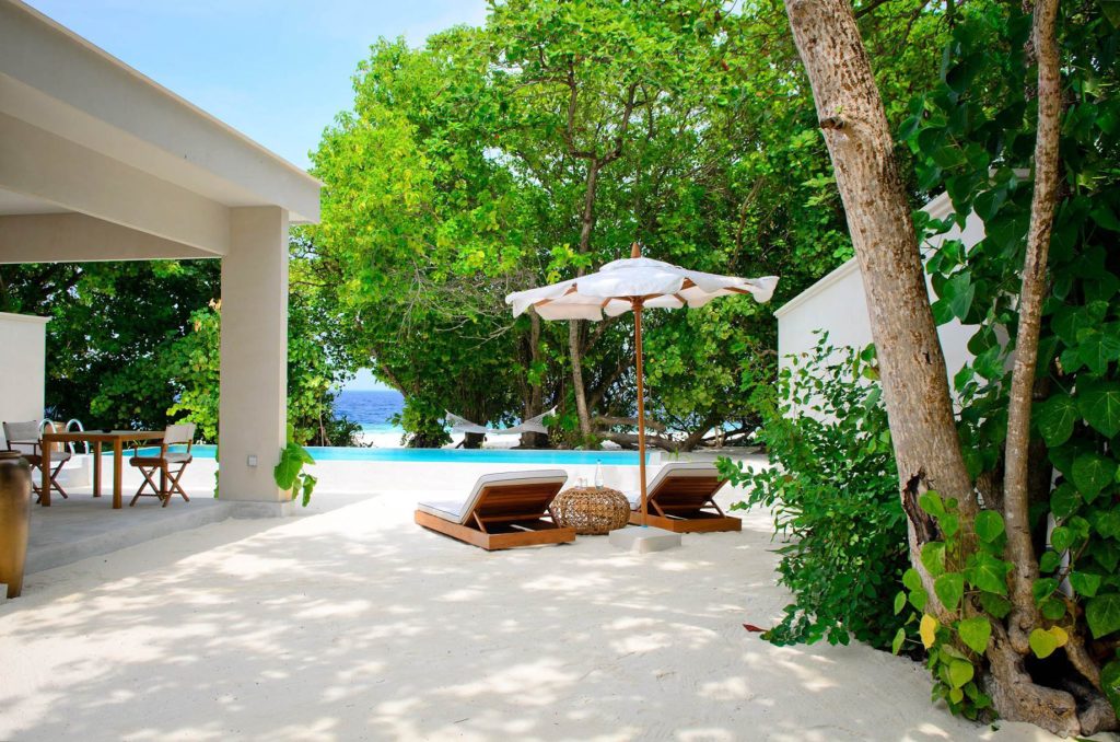 Amilla Fushi Resort and Residences - Baa Atoll, Maldives - Ocean Beach House Outdoor Poolside Lounge