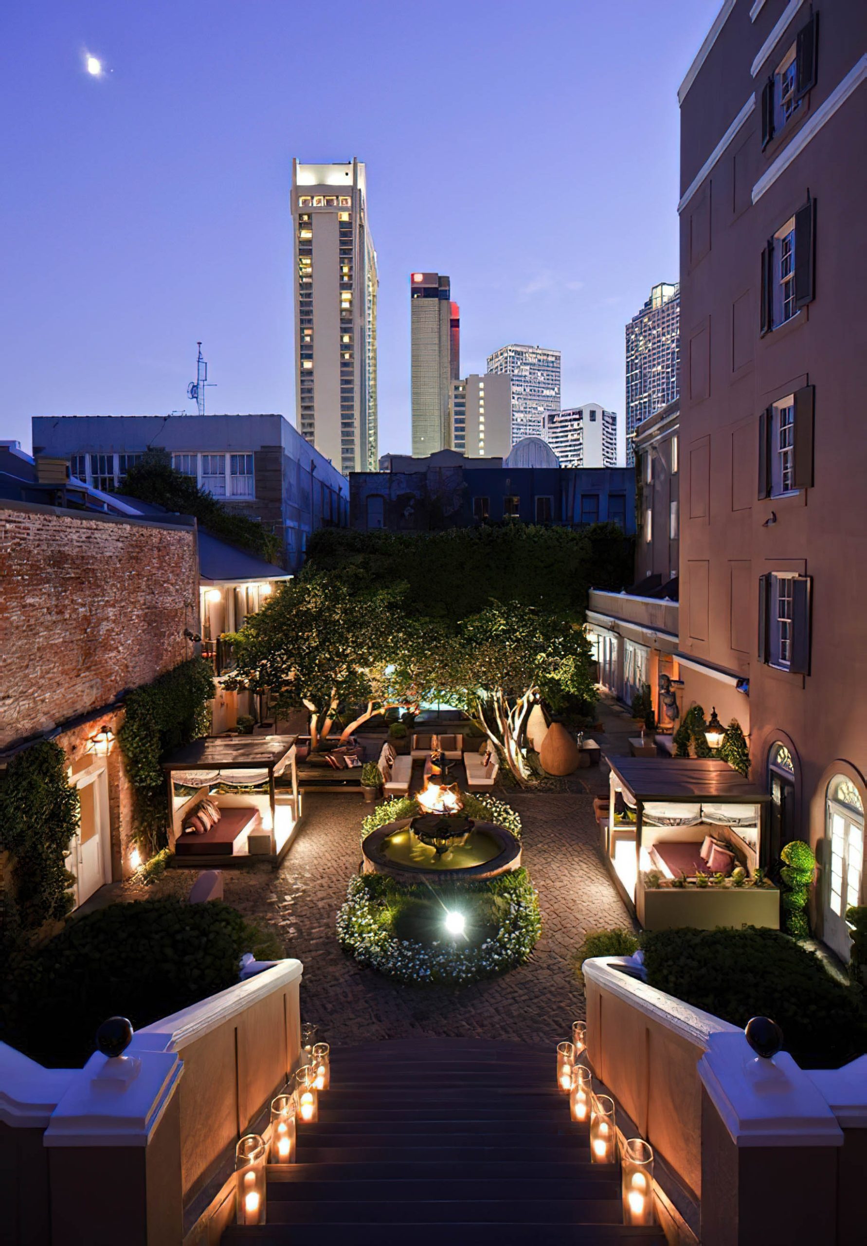 W New Orleans French Quarter Hotel – New Orleans, LA, USA – Courtyard Night View