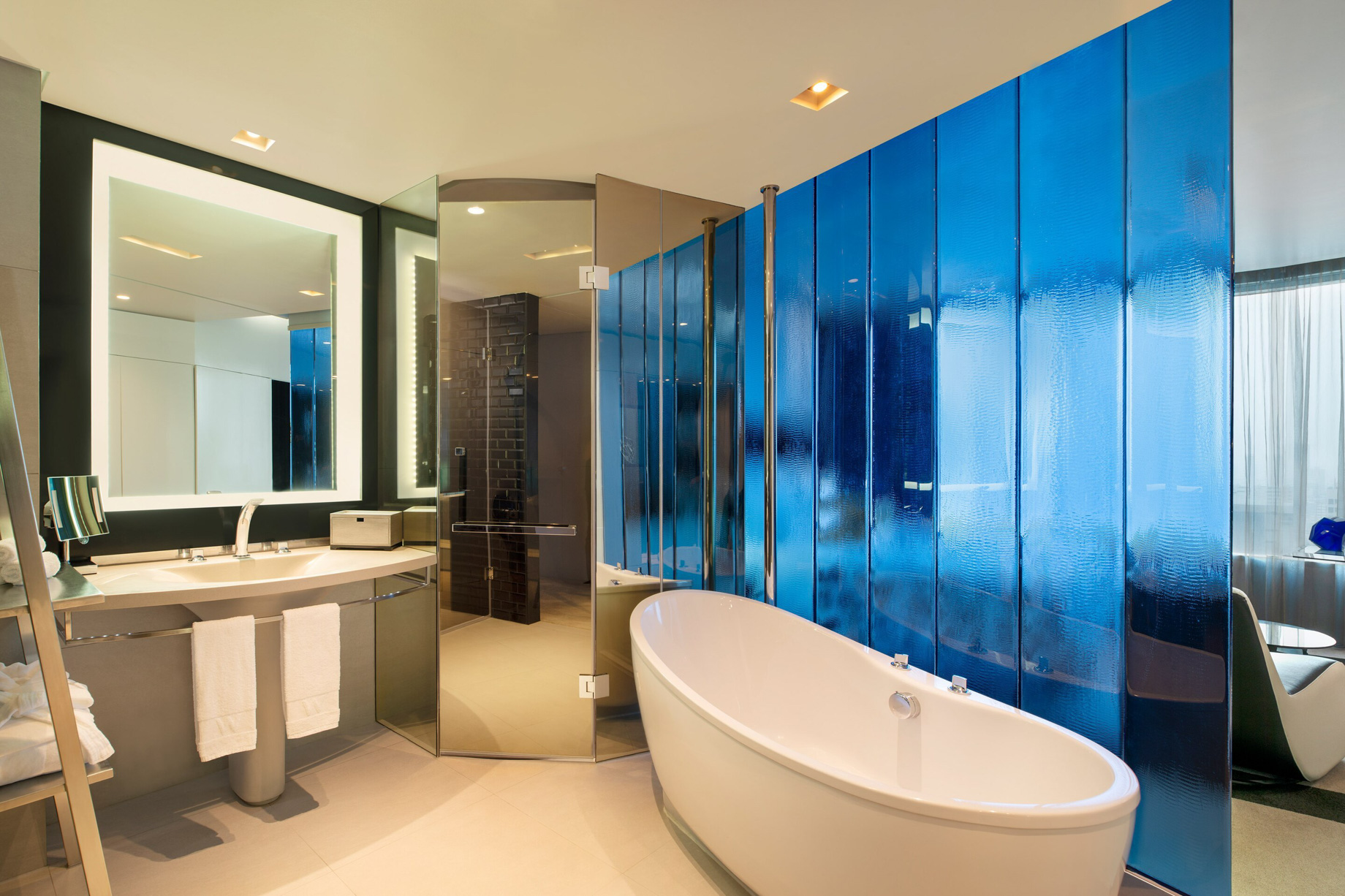 W Bangkok Hotel – Bangkok, Thailand – Spectacular Guest Bathroom Separate Tub and Shower