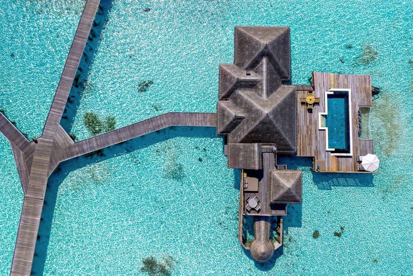 Gili Lankanfushi Resort - North Male Atoll, Maldives - Overwater Lagoon Villa Overhead Aerial