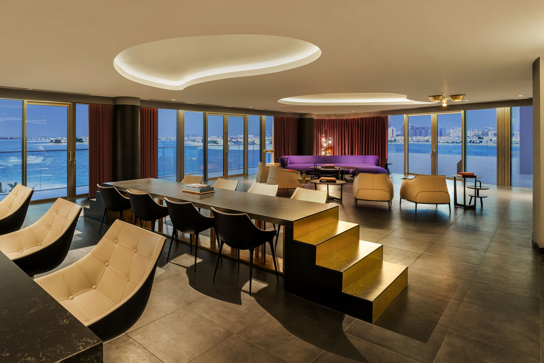 W Dubai The Palm Resort – Dubai, UAE – WOW Living Room Sunset