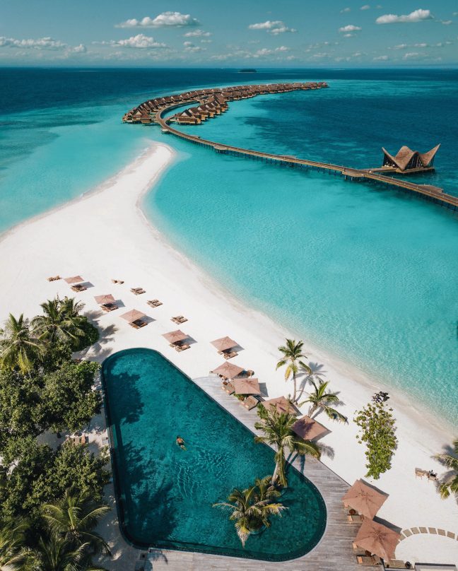 JOALI Maldives Resort - Muravandhoo Island, Maldives - White Sand Beach Pool Aerial