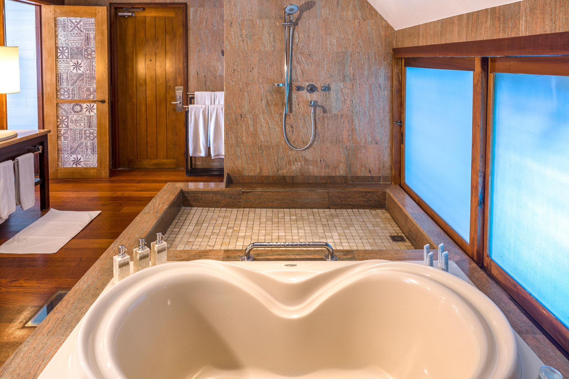The St. Regis Bora Bora Resort – Bora Bora, French Polynesia – Two Bedrooms Overwater Royal Suite Villa Mt Otemanu View Bathroom Tub