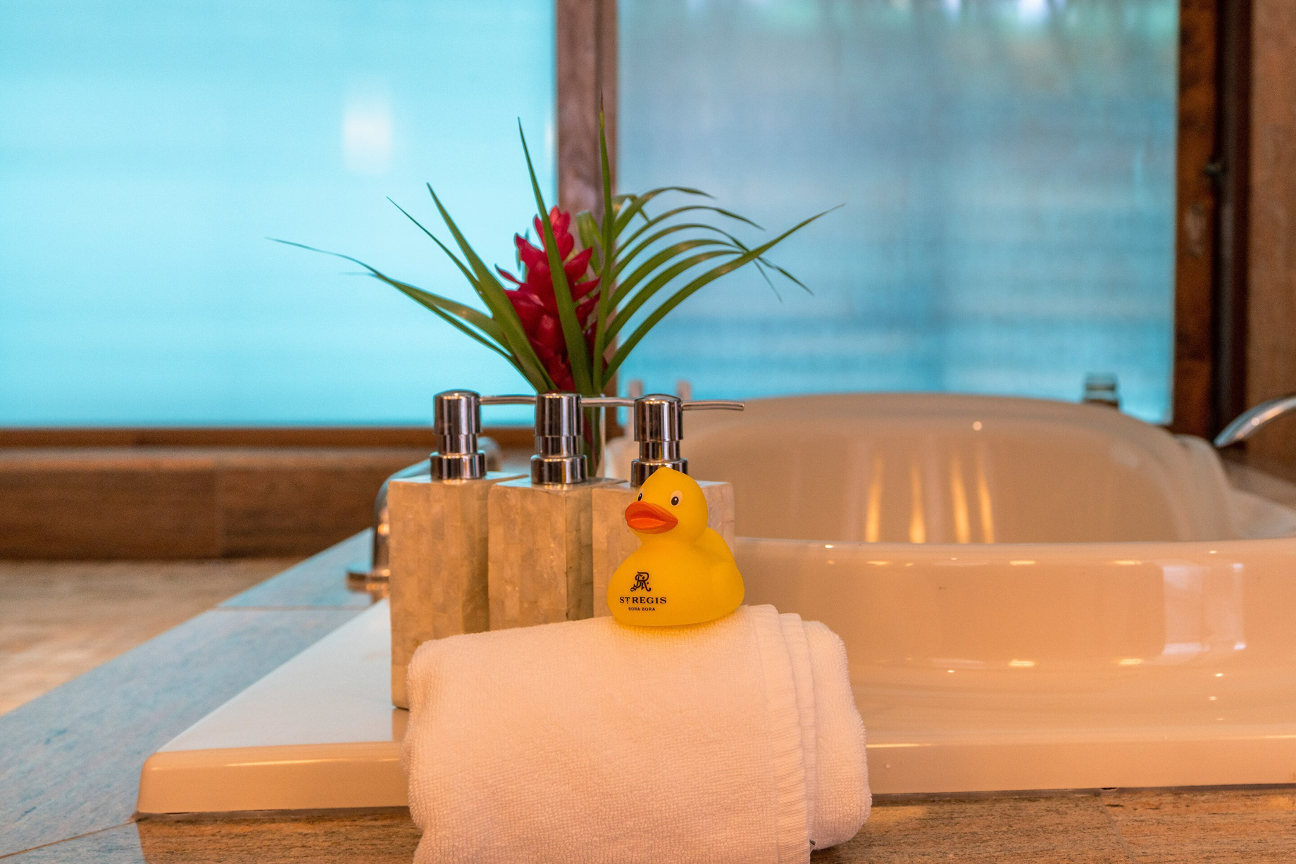 The St. Regis Bora Bora Resort – Bora Bora, French Polynesia – Two Bedrooms Overwater Royal Suite Villa Mt Otemanu View Bathroom Decor