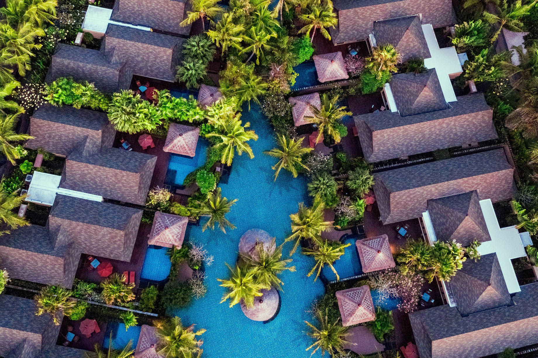 The St. Regis Bali Resort – Bali, Indonesia – Villas and Lagoon Overhead Aerial View