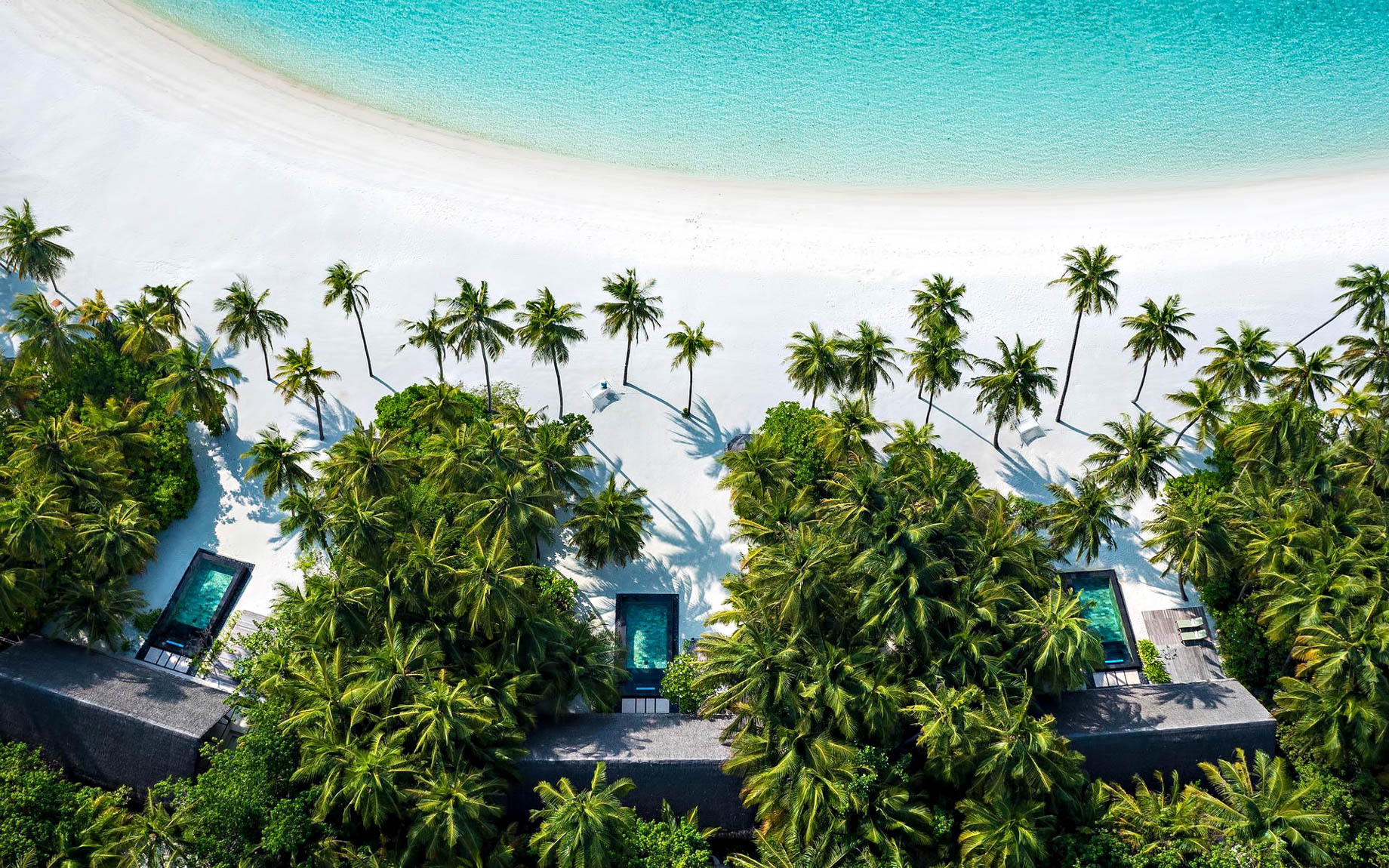 One&Only Reethi Rah Resort – North Male Atoll, Maldives – Beach Villa Overhead View