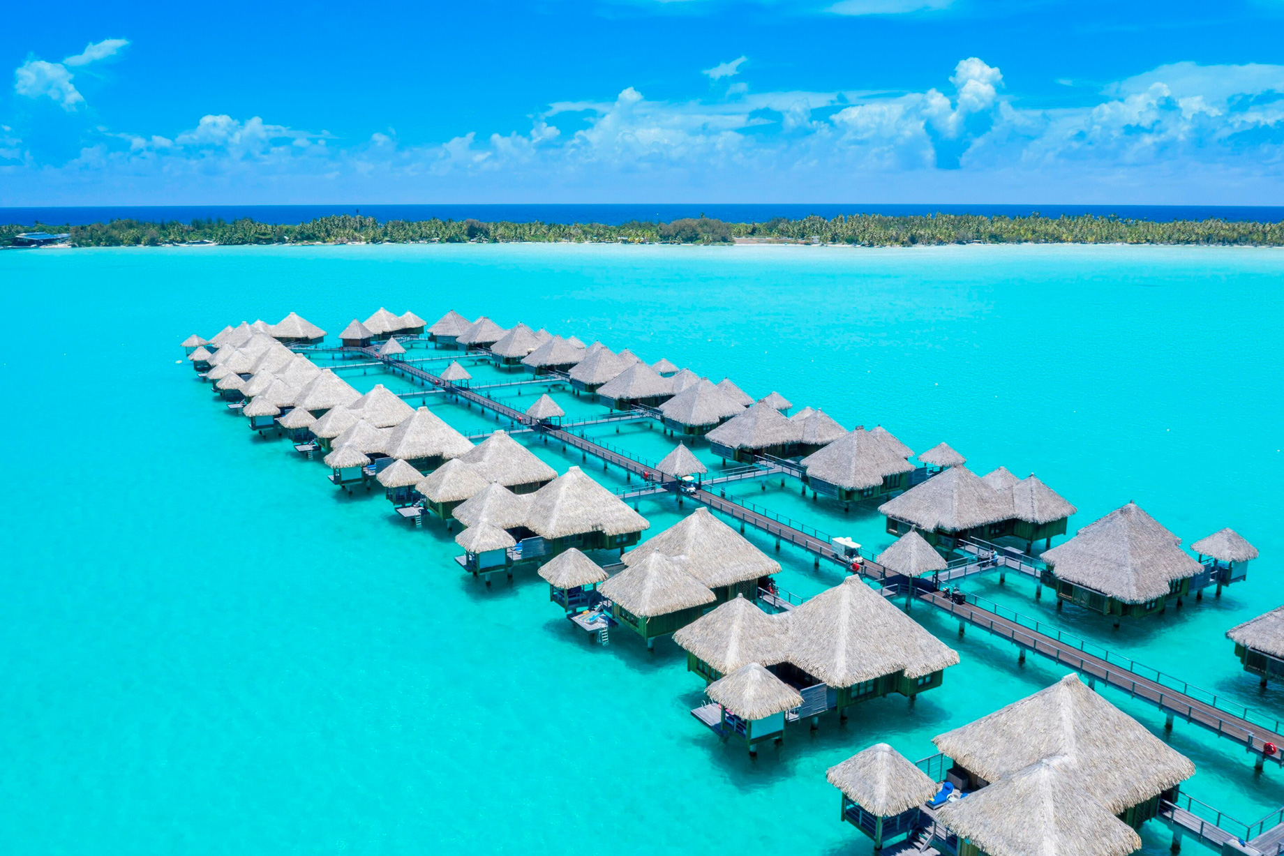 The St. Regis Bora Bora Resort – Bora Bora, French Polynesia – Resort Overwater Villas Aerial