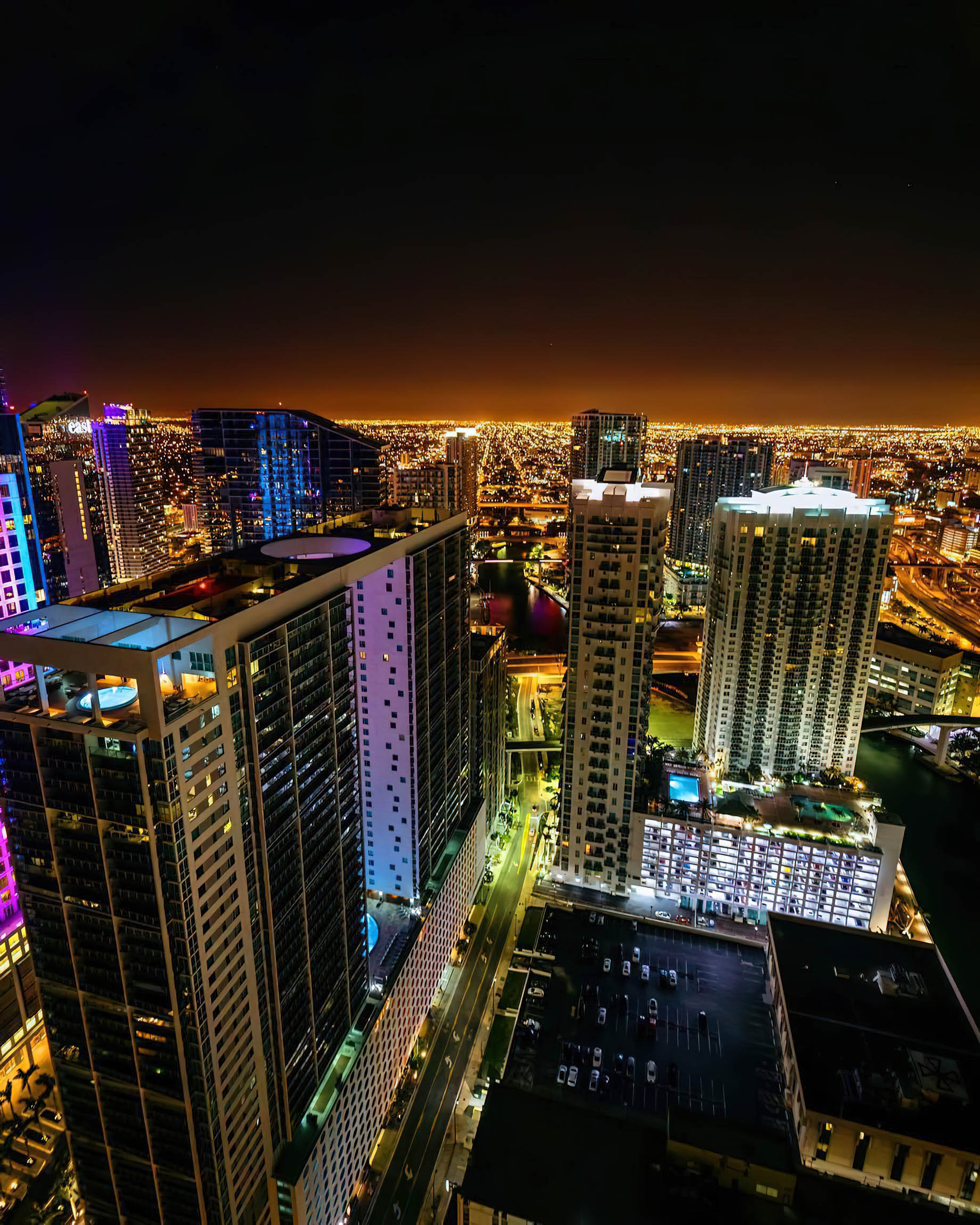 W Miami Hotel – Miami, FL, USA – Night City View