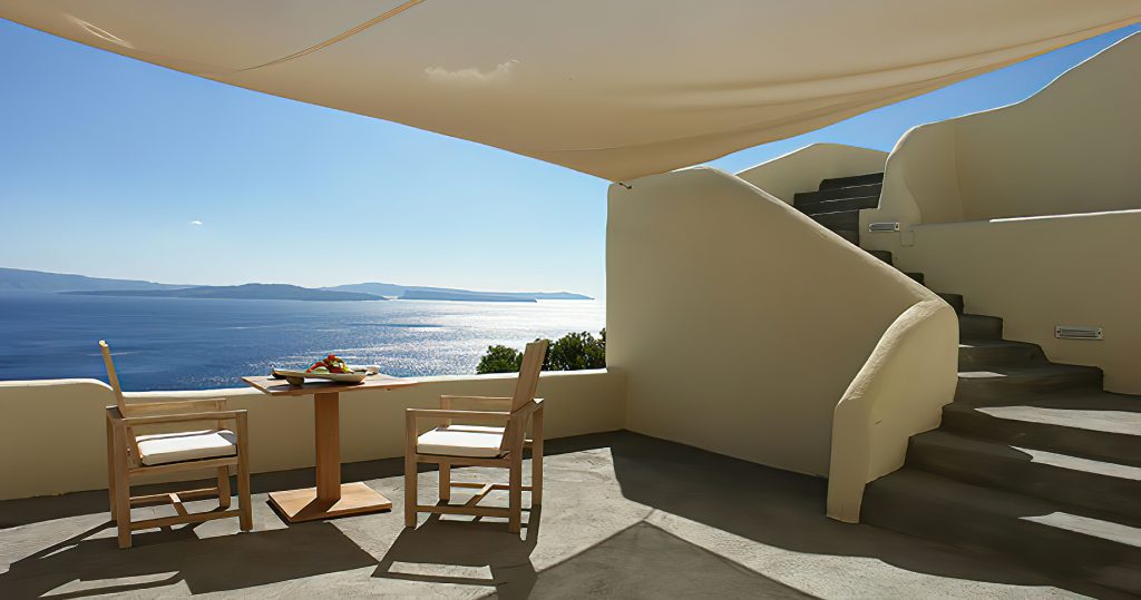 Mystique Hotel Santorini – Oia, Santorini Island, Greece - Clifftop Ocean View Covered Deck