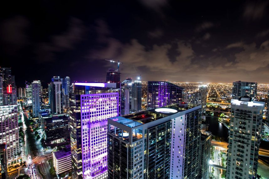 W Miami Hotel - Miami, FL, USA - Night City View
