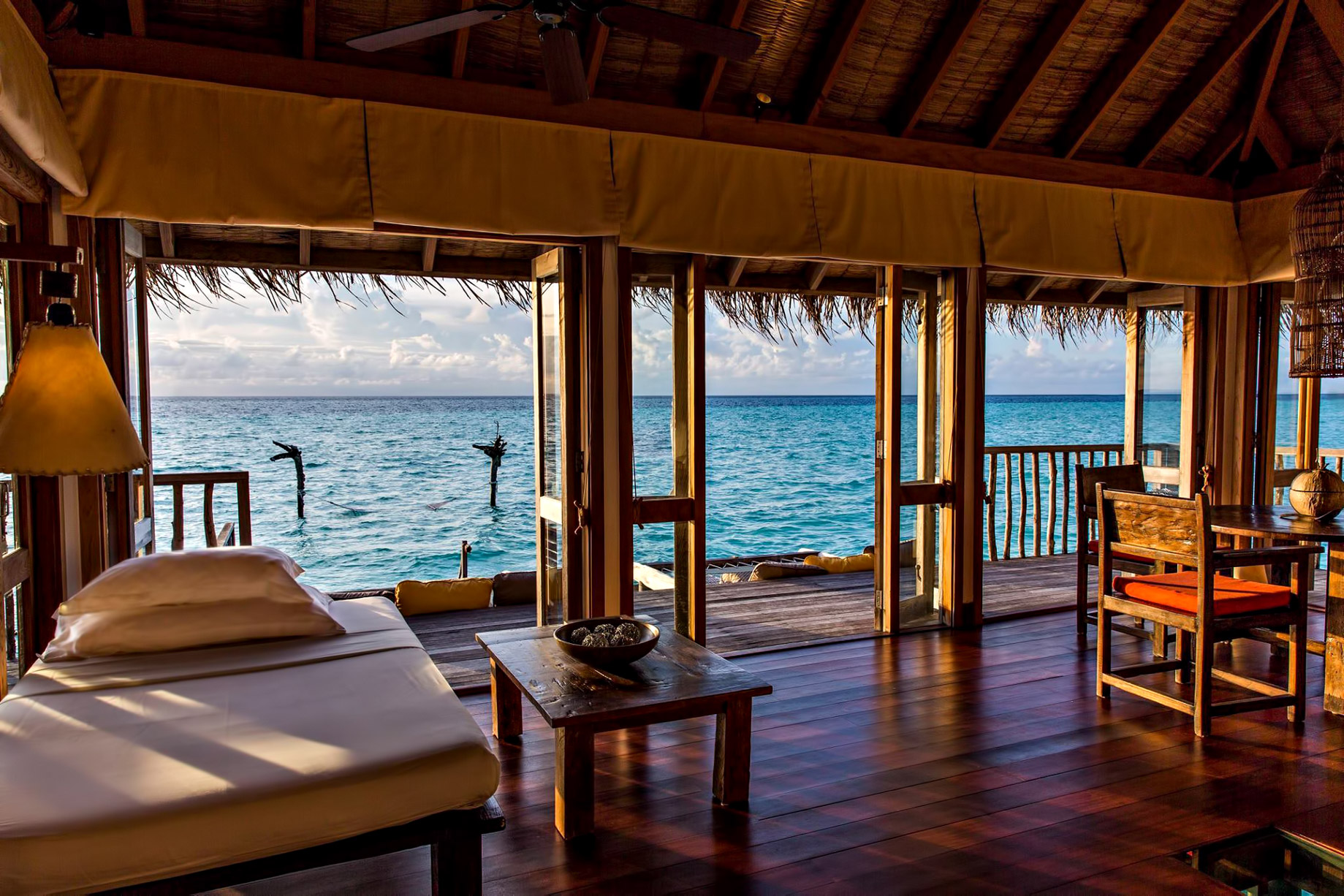 Gili Lankanfushi Resort – North Male Atoll, Maldives – Overwater Villa Living Dining Area Ocean View