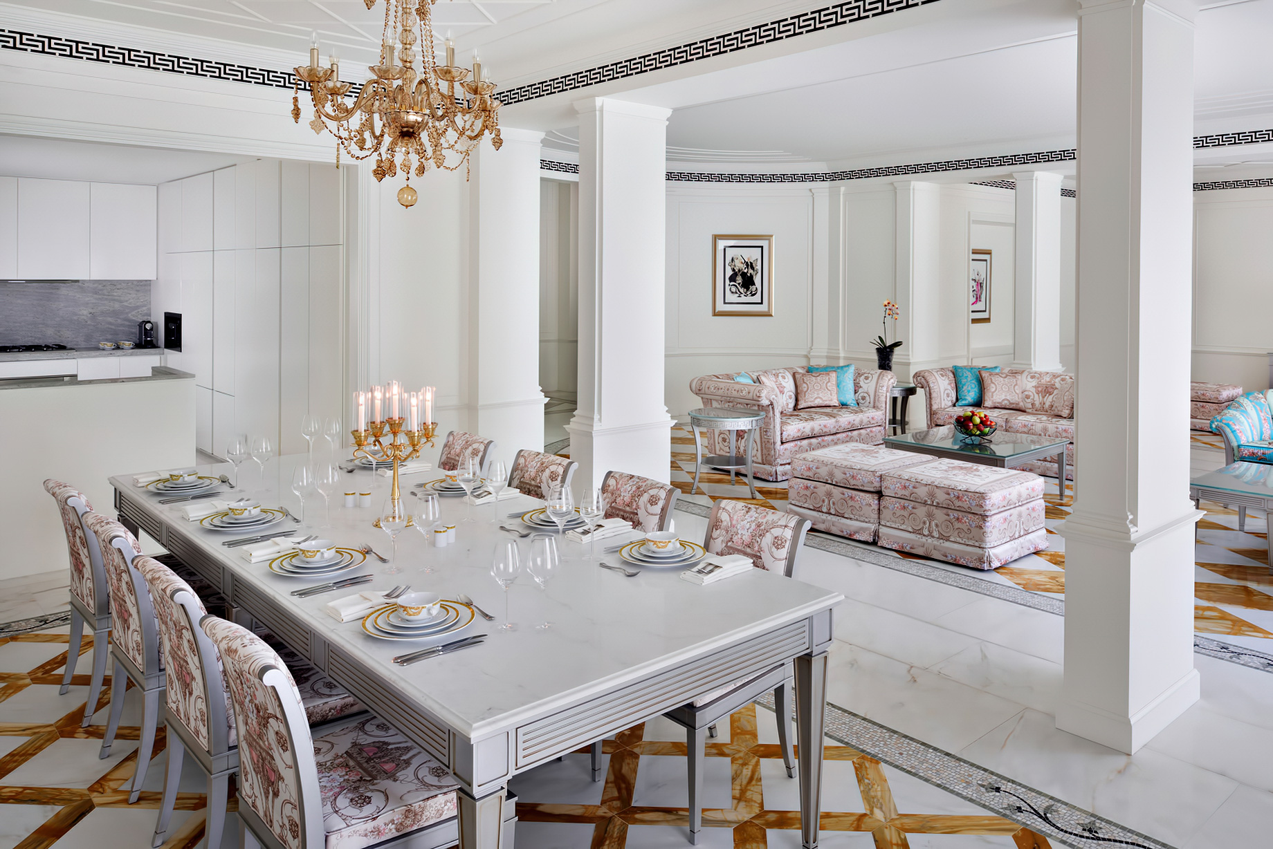 Palazzo Versace Dubai Hotel - Jaddaf Waterfront, Dubai, UAE - 3 Bedroom Residence Living Area