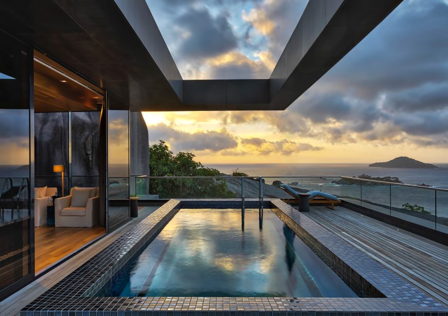 Six Senses Zil Pasyon Resort - Felicite Island, Seychelles - Four Bedroom Residence Master Pool Evening