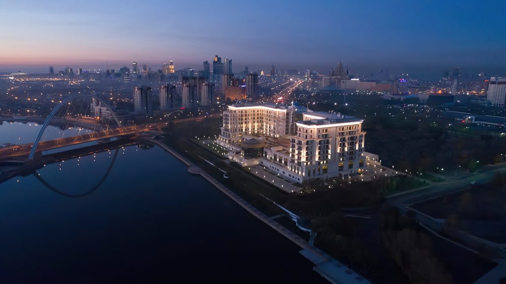 The St. Regis Astana Hotel - Astana, Kazakhstan - Hotel Aerial View Night