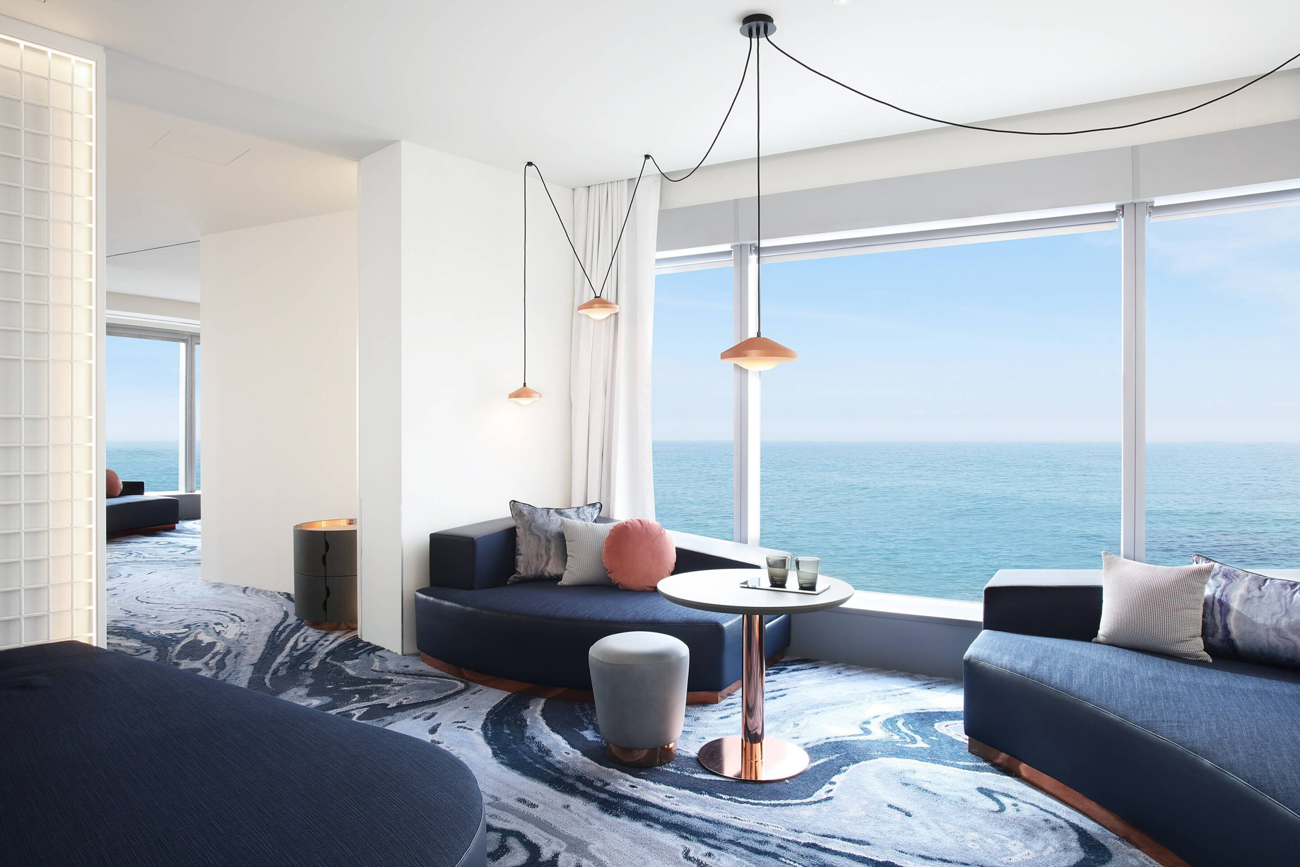 W Barcelona Hotel – Barcelona, Spain – Cool Corner Suite Living Room View