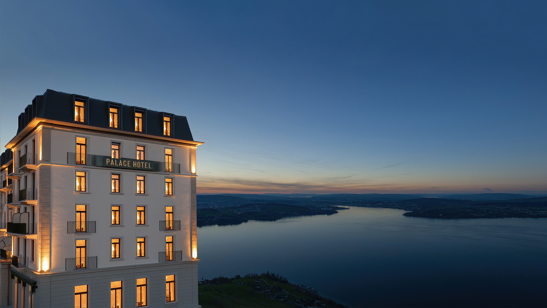 Palace Hotel – Burgenstock Hotels & Resort – Obburgen, Switzerland – Palace Hotel Lakeview at Night