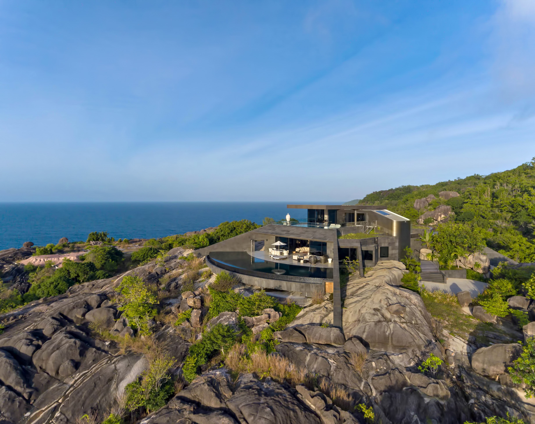 Six Senses Zil Pasyon Resort – Felicite Island, Seychelles – Private Four Bedroom Residence Aerial