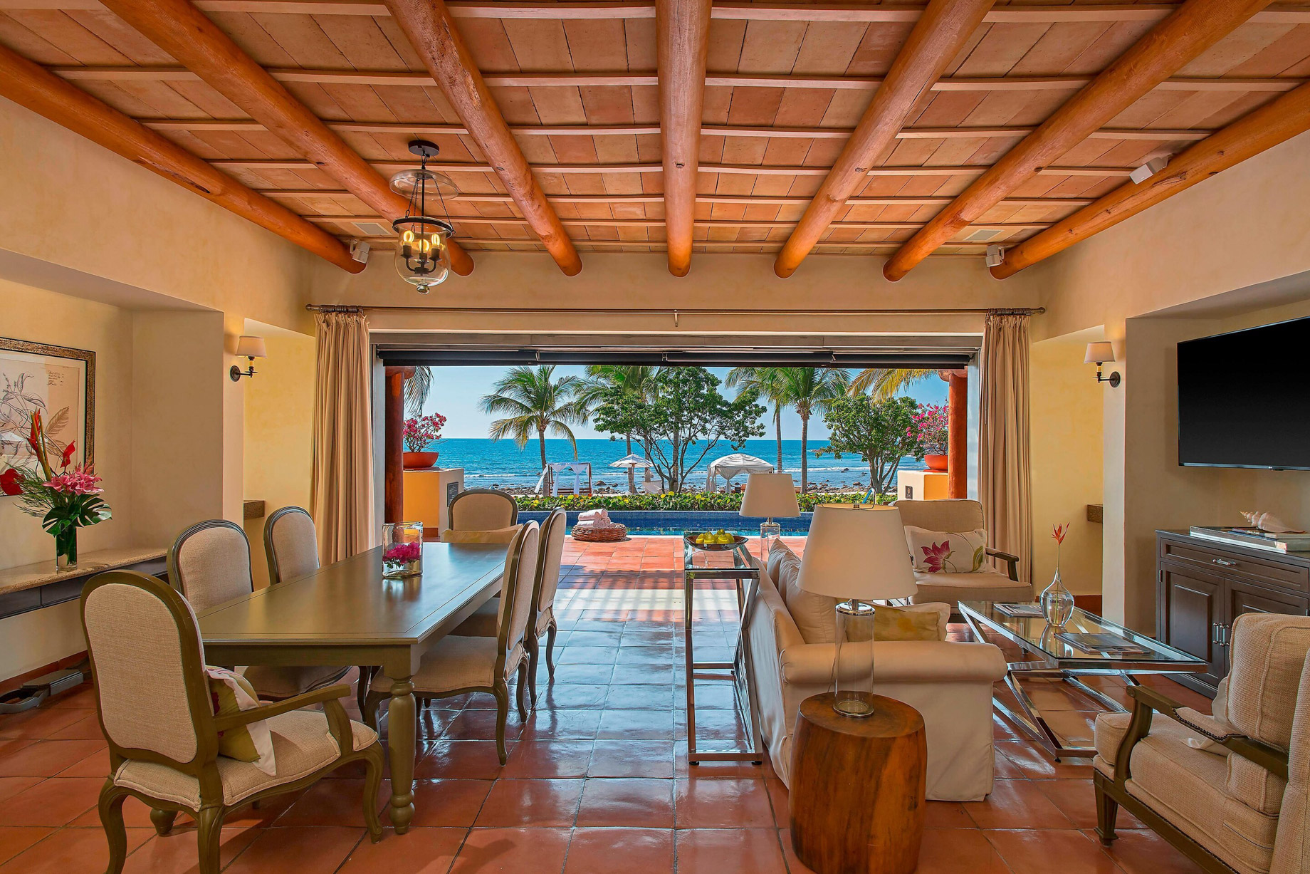 The St. Regis Punta Mita Resort – Nayarit, Mexico – 3 Bedroom Villa Living Room and Dining Room