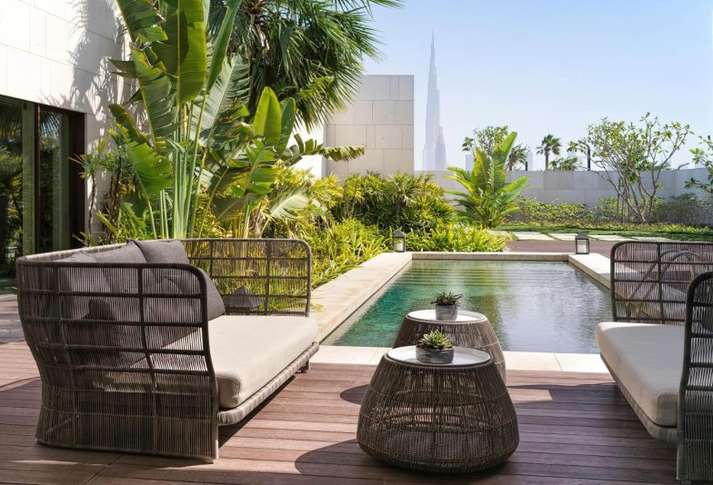 Bvlgari Resort Dubai - Jumeira Bay Island, Dubai, UAE - Exterior Pool Deck Terrace
