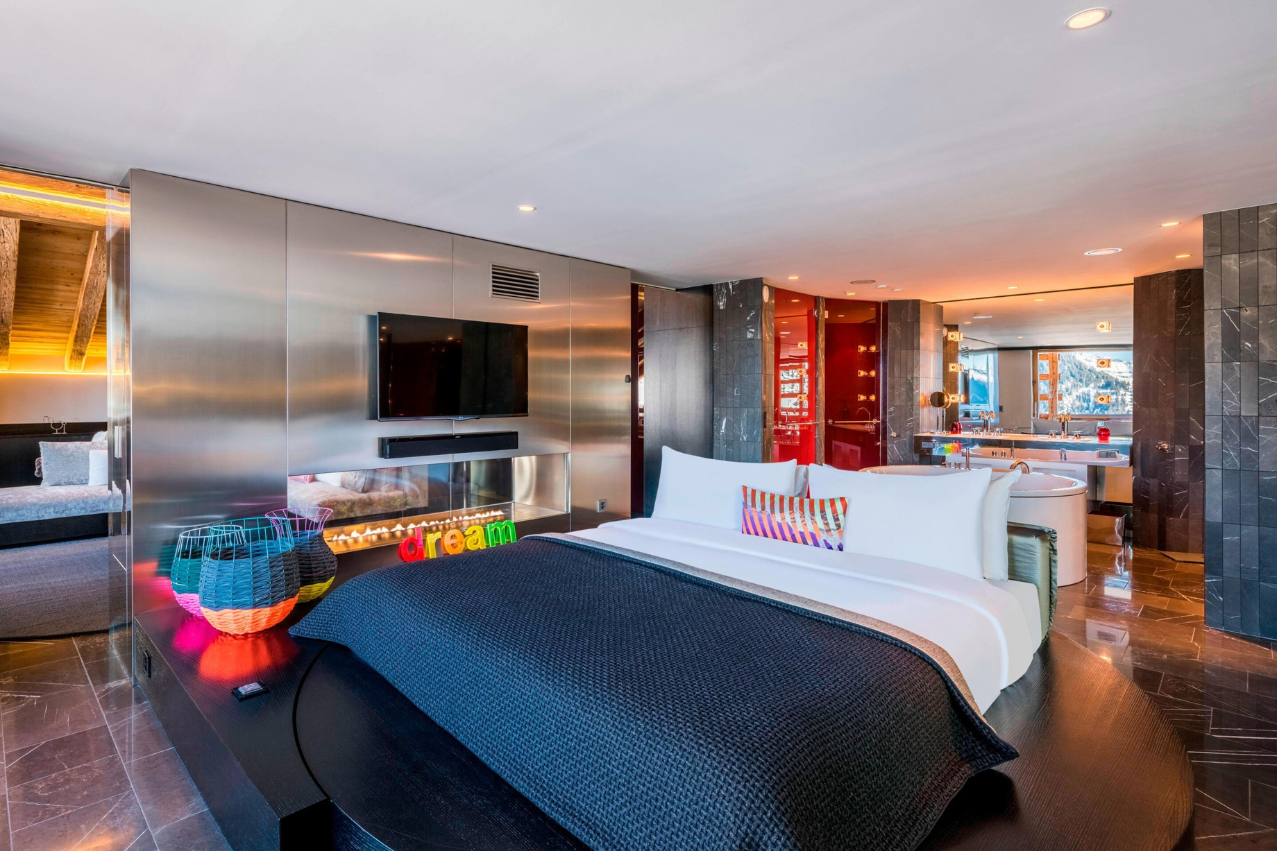 W Verbier Hotel – Verbier, Switzerland – E WOW Suite Bedroom Decor