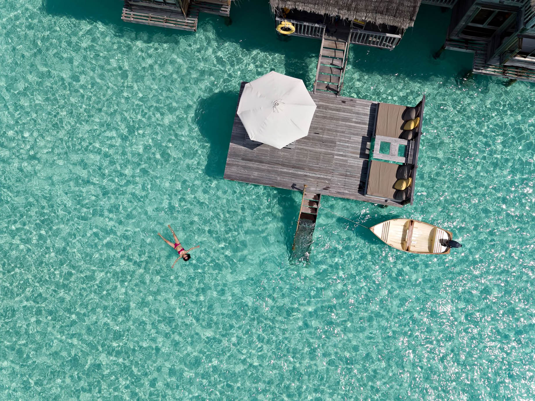 Gili Lankanfushi Resort – North Male Atoll, Maldives – Overwater Villa Deck Overhead View