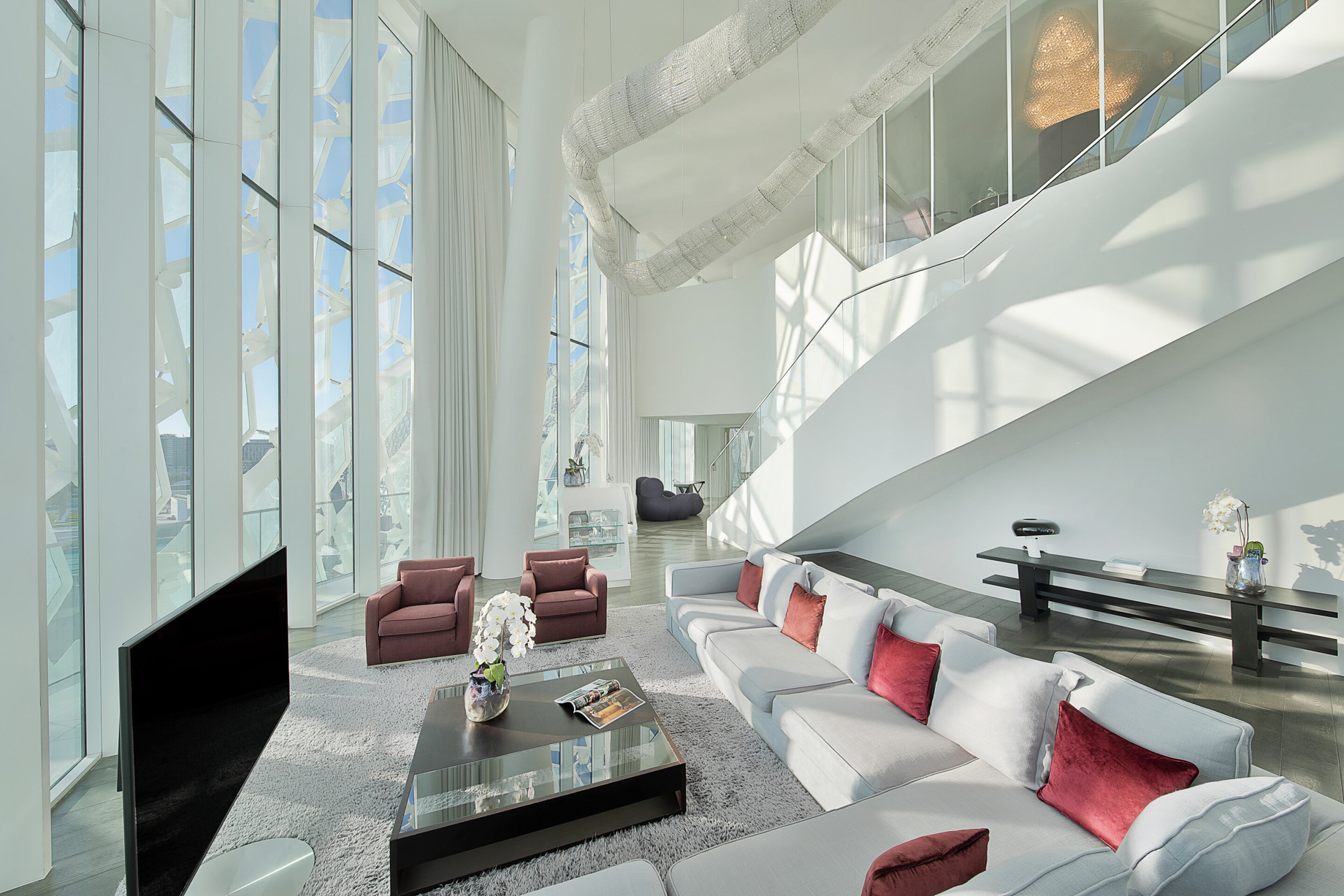 W Abu Dhabi Yas Island Hotel – Abu Dhabi, UAE – E WOW Suite Living Room