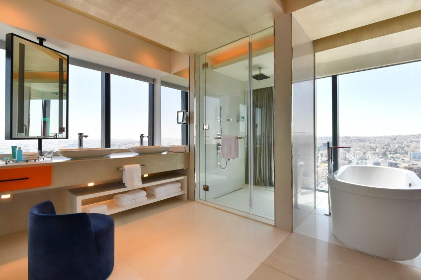 W Amman Hotel - Amman, Jordan - WOW Suite Bathroom Tub and Shower