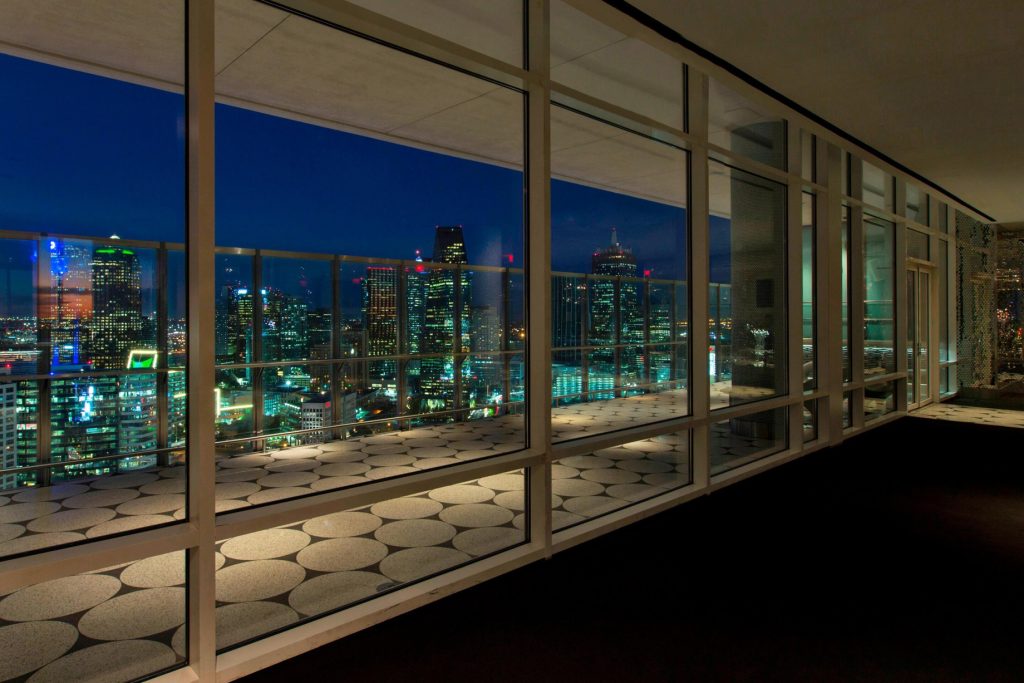 W Dallas Victory Hotel - Dallas, TX, USA - Downtown Skyline Night View