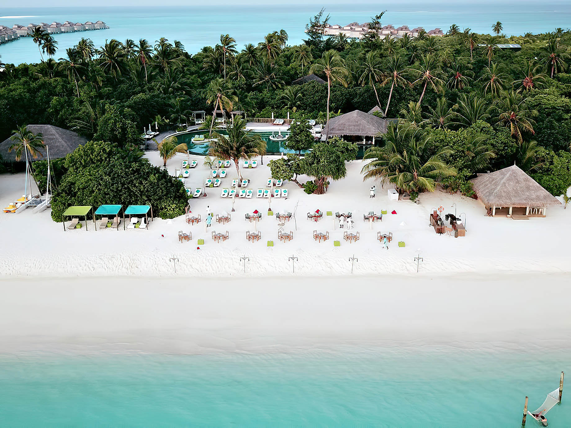 Six Senses Laamu Resort – Laamu Atoll, Maldives – Private Resort Beachfront Pool Aerial