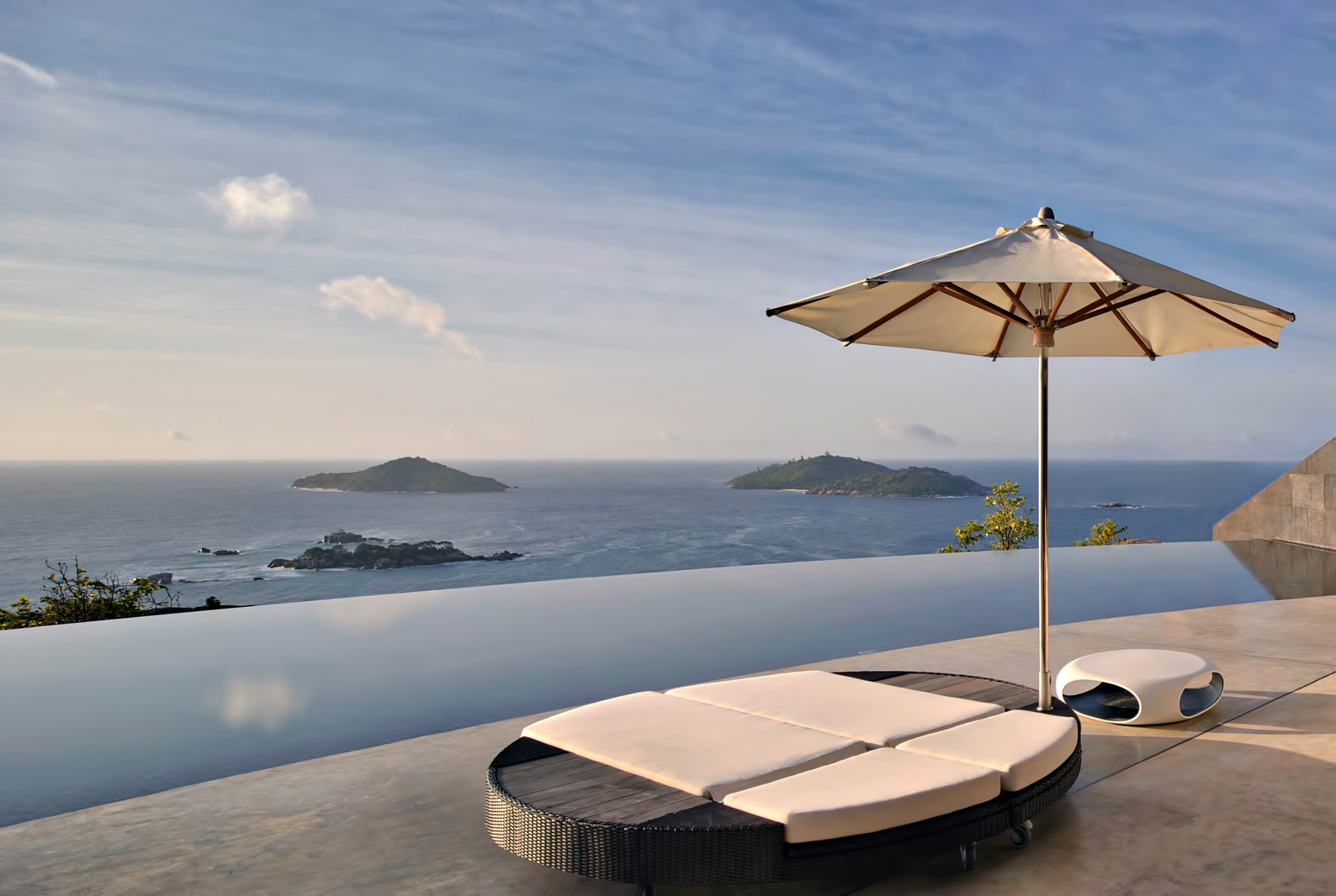 Six Senses Zil Pasyon Resort – Felicite Island, Seychelles – Private Four Bedroom Residence Terrace View of Sister Islands